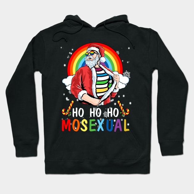 Mens Ho Ho Ho Mosexual Gay Santa LGBT Pun Gay Pride Christmas Hoodie by waterbrookpanders